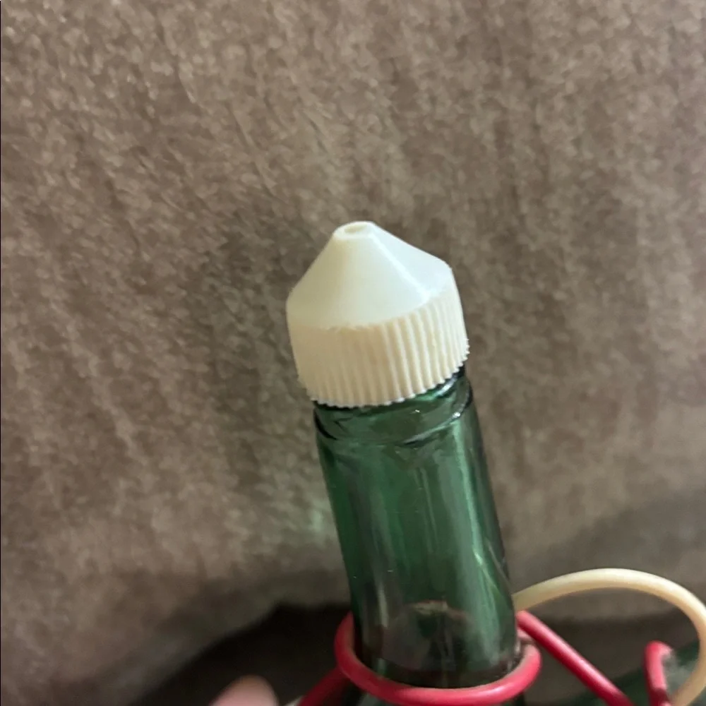 Vintage Green Glass Oil and Vinegar Bottles with Red White wrap made in Italy